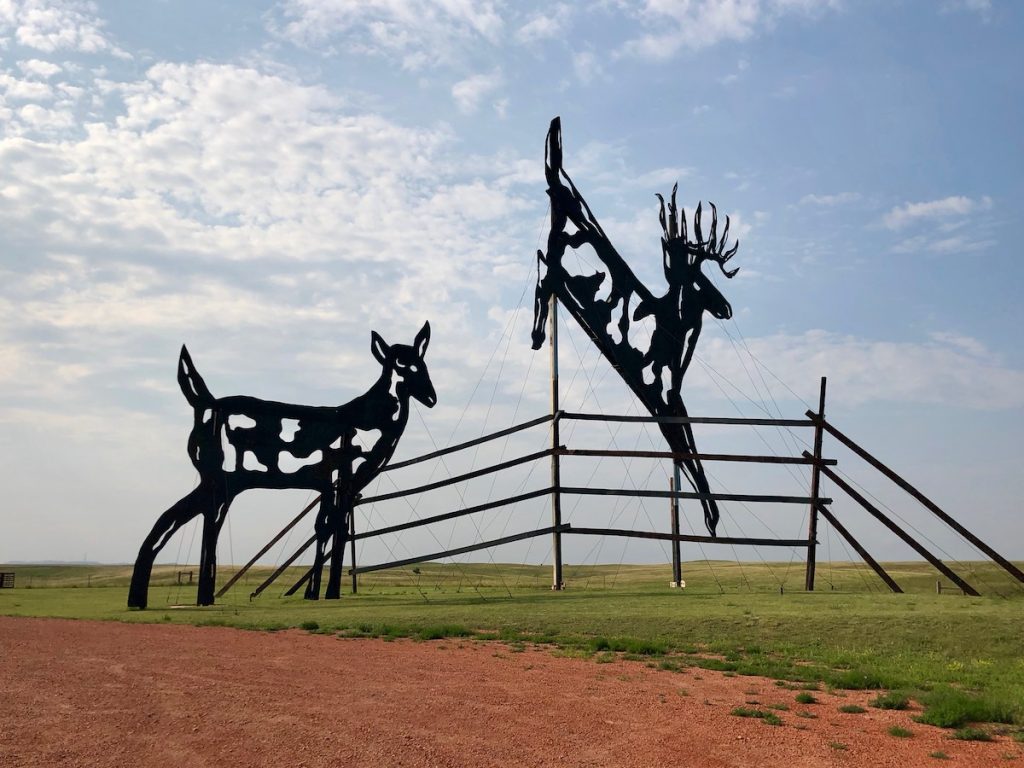 Deer Jumping on the Enchanted Highway