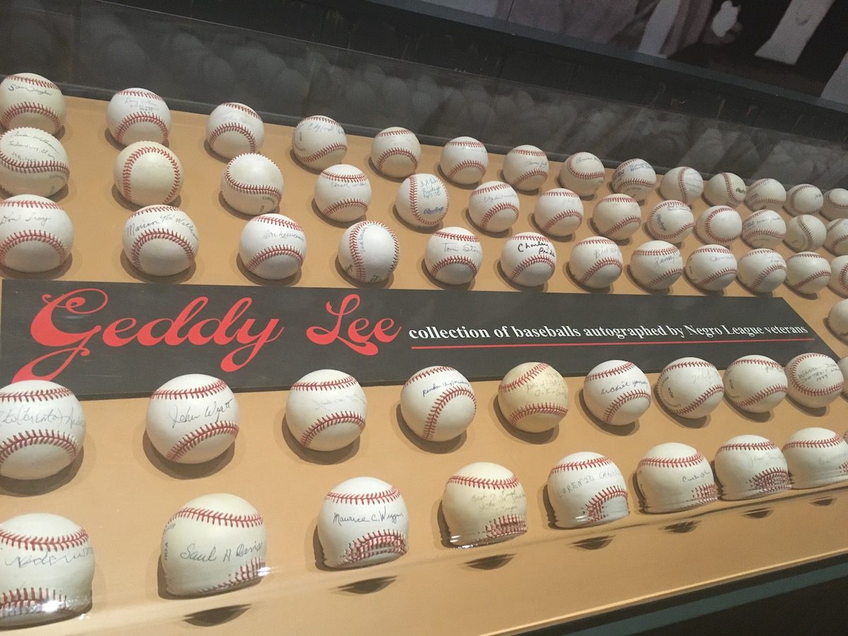 Geddy Lee collection of baseballs at the Negro Leagues Baseball Museum