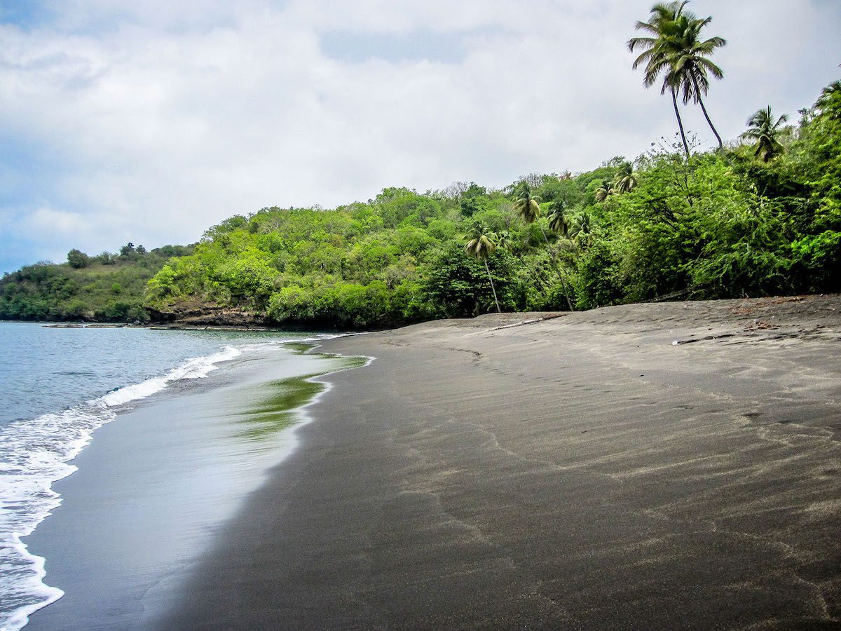 St Vincent black sand beach