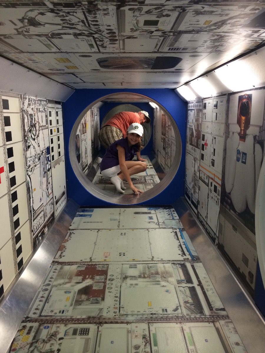 crawling through the International Space Station simulation