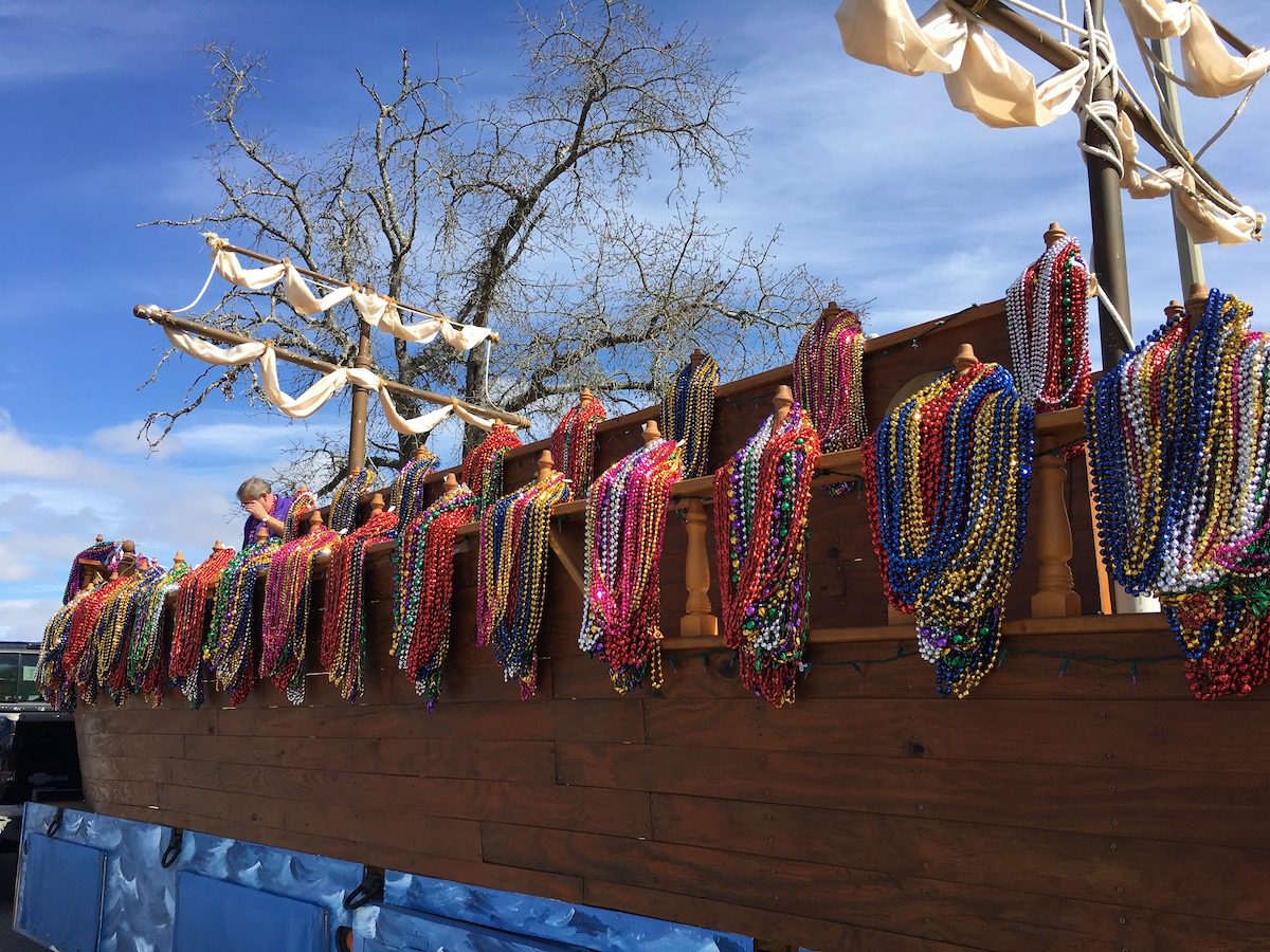 Beads on Mardi Gras parade