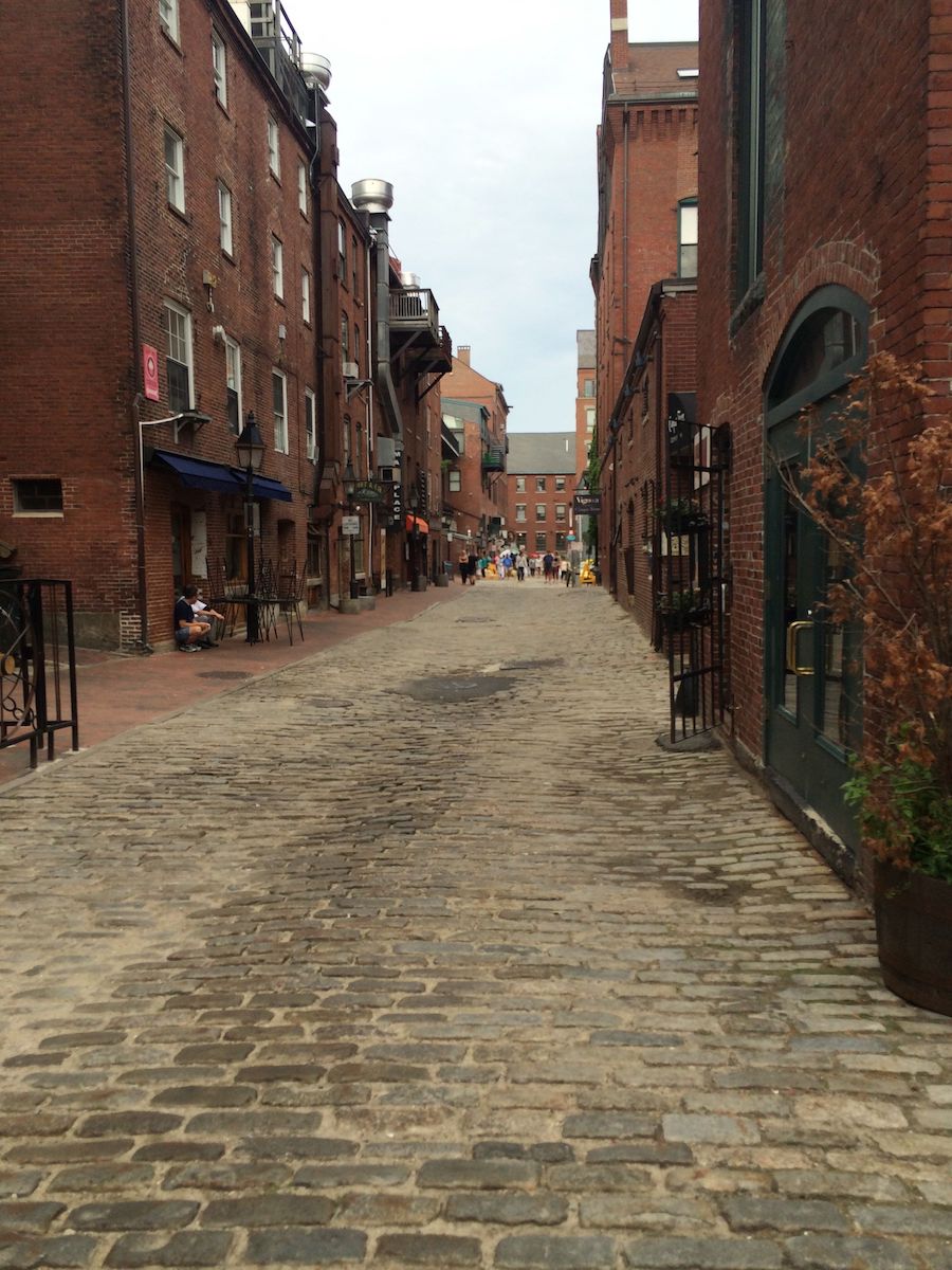 Cobblestone street in Old Port Portland Maine