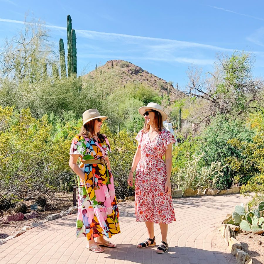 Kim and Tamara on the path at the Desert Botanical Gardens