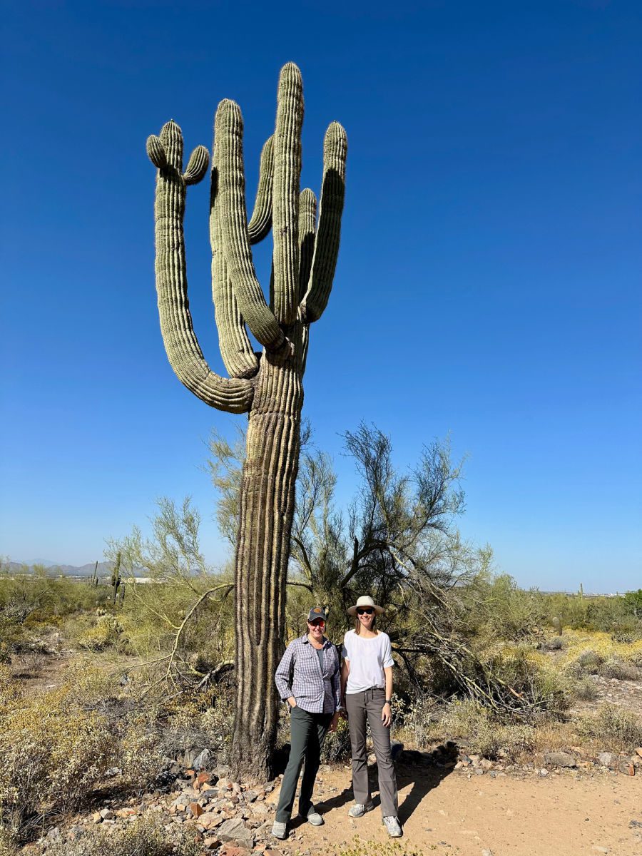 Kim and Tamara next to Saguaro