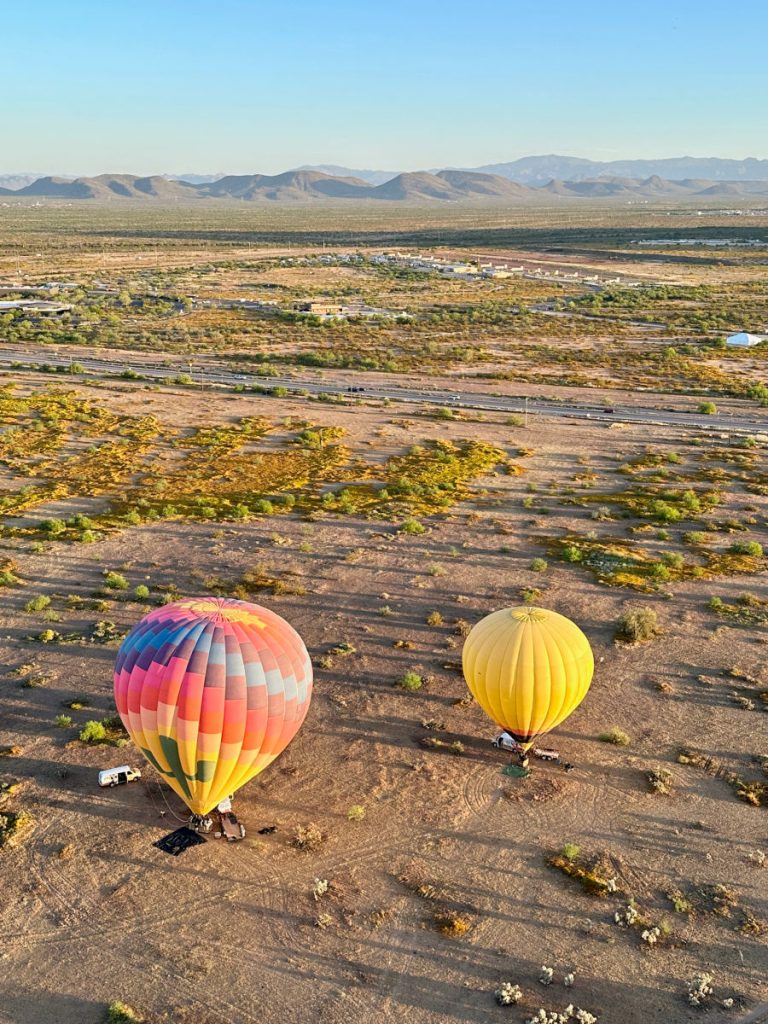 2 hot air balloons from above