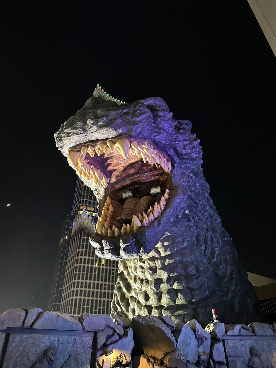 Godzilla head on Hotel Gracery