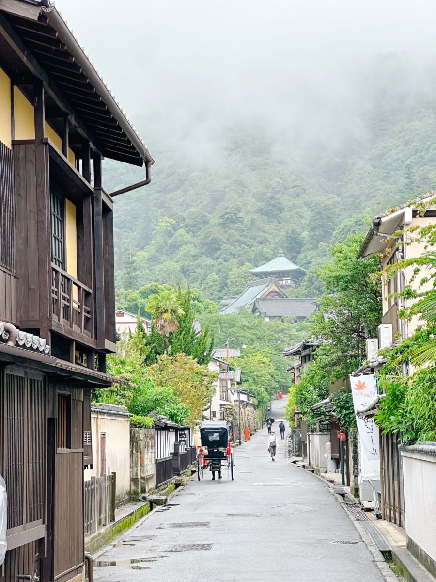 Miyajima street and mountain
