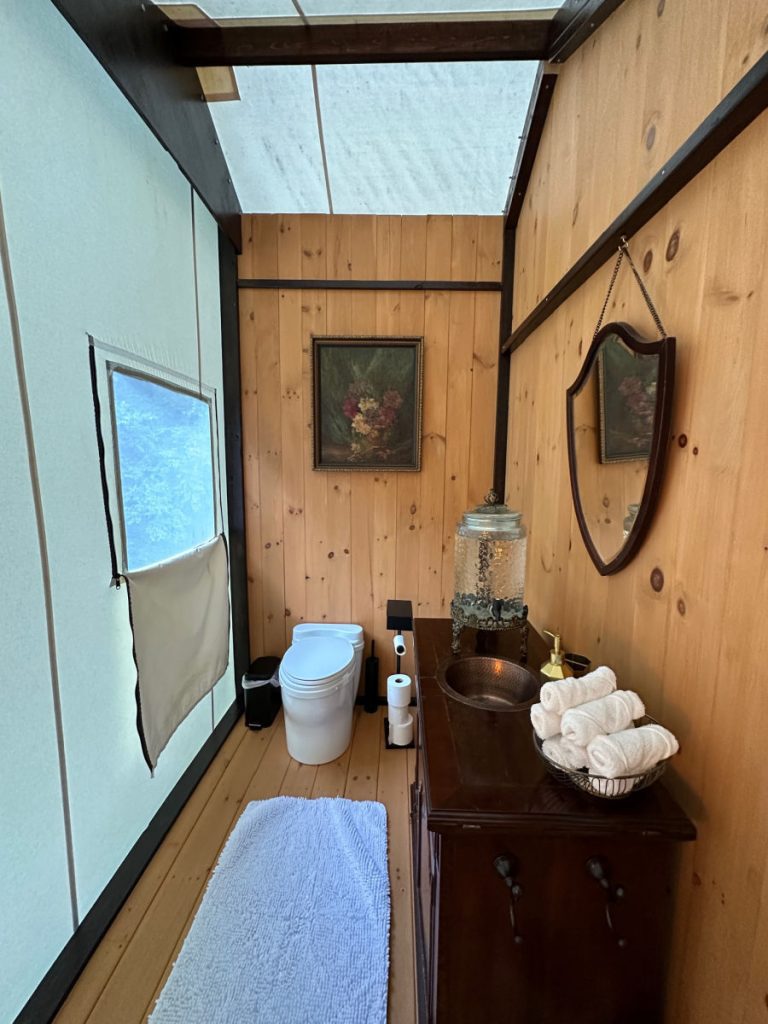 Bathroom in Highwood Retreat tent