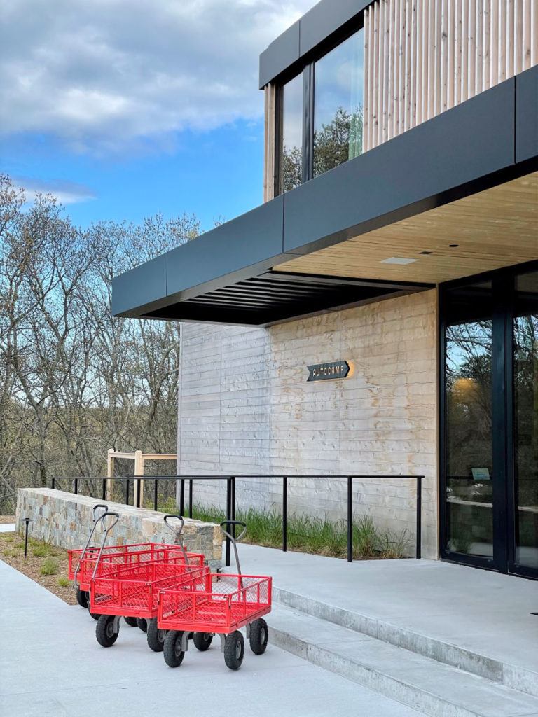 Carts outside lobby