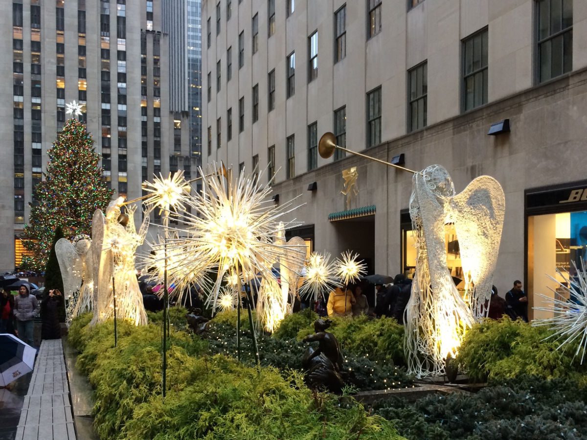 Angels and tree in Rockefeller Center