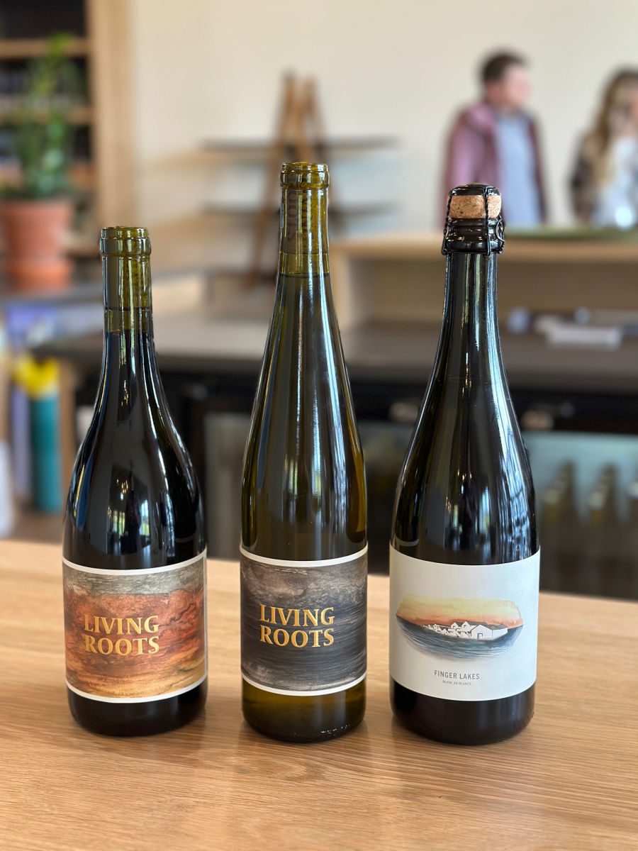 bottles of wine from living roots