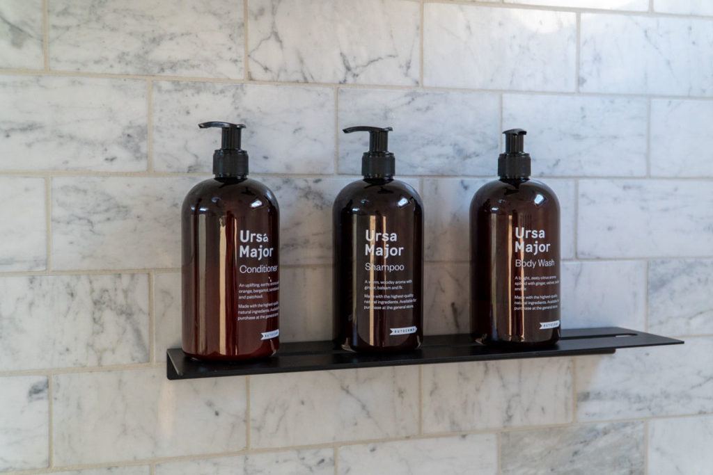 AutoCamp bathroom amenities shampoo conditioner body wash