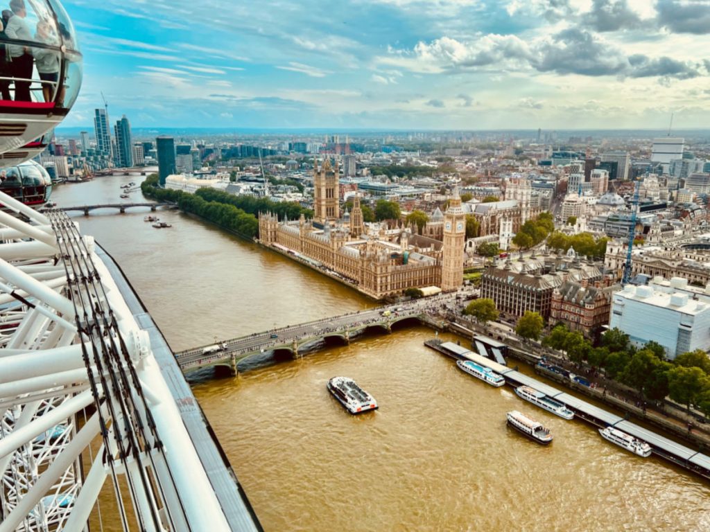 View of the Thames from the London eye - things to do in London with teens