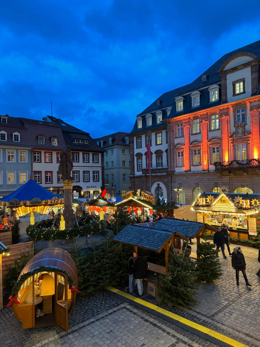Heidelberg christmas market marktplatz at night