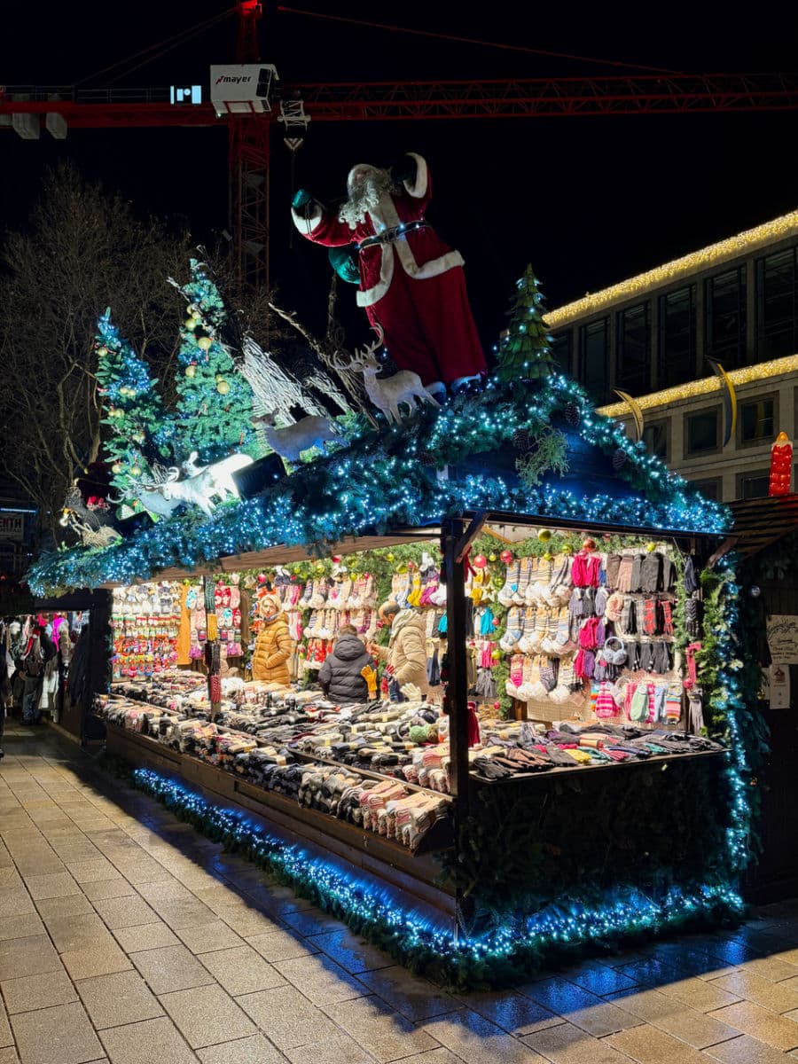 Stuttgart sock stall with santa on top