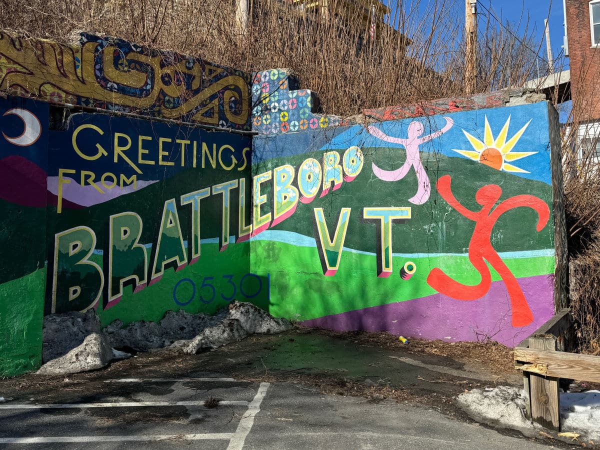 Greetings from Brattleboro VT mural