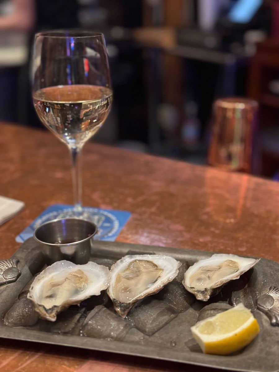 Oysters and wine at Peter Havens Oyster Bar