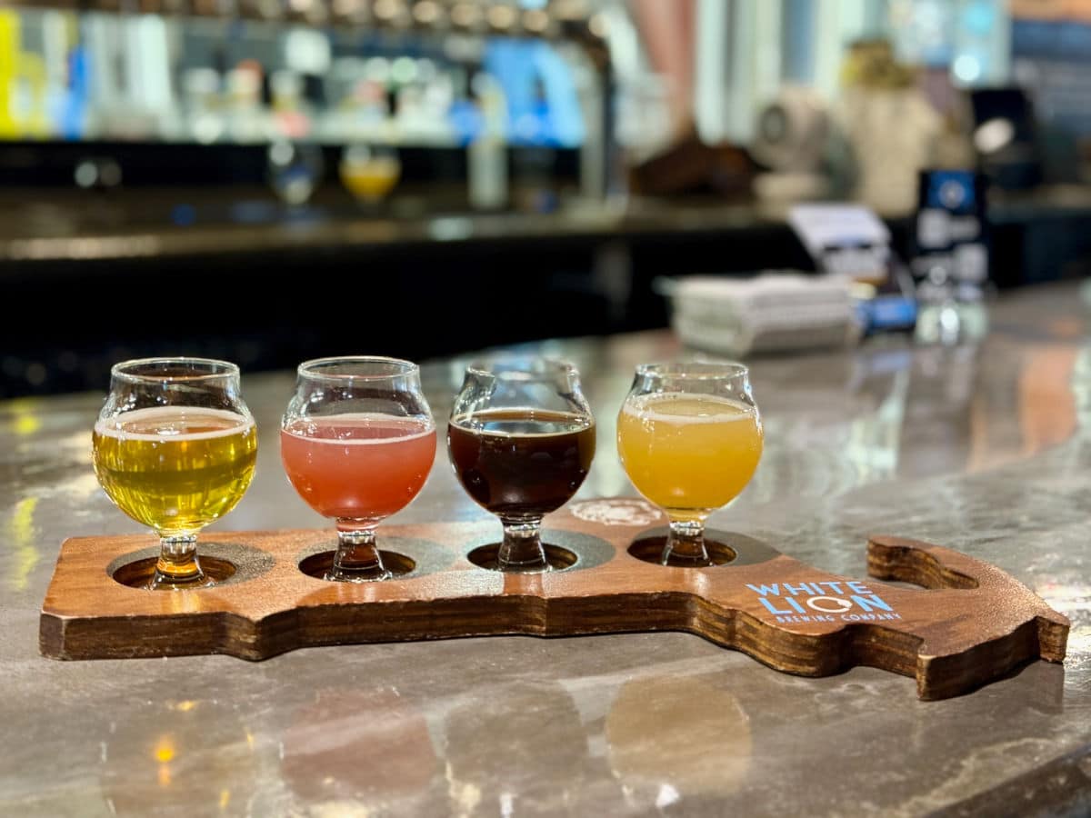 Beer flight at White Lion Brewery