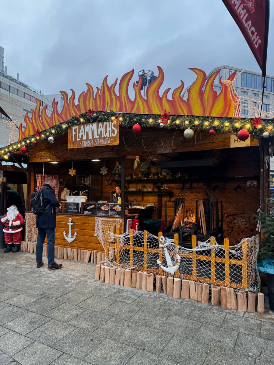 Flammlach stand in Frankfurt Christmas Market