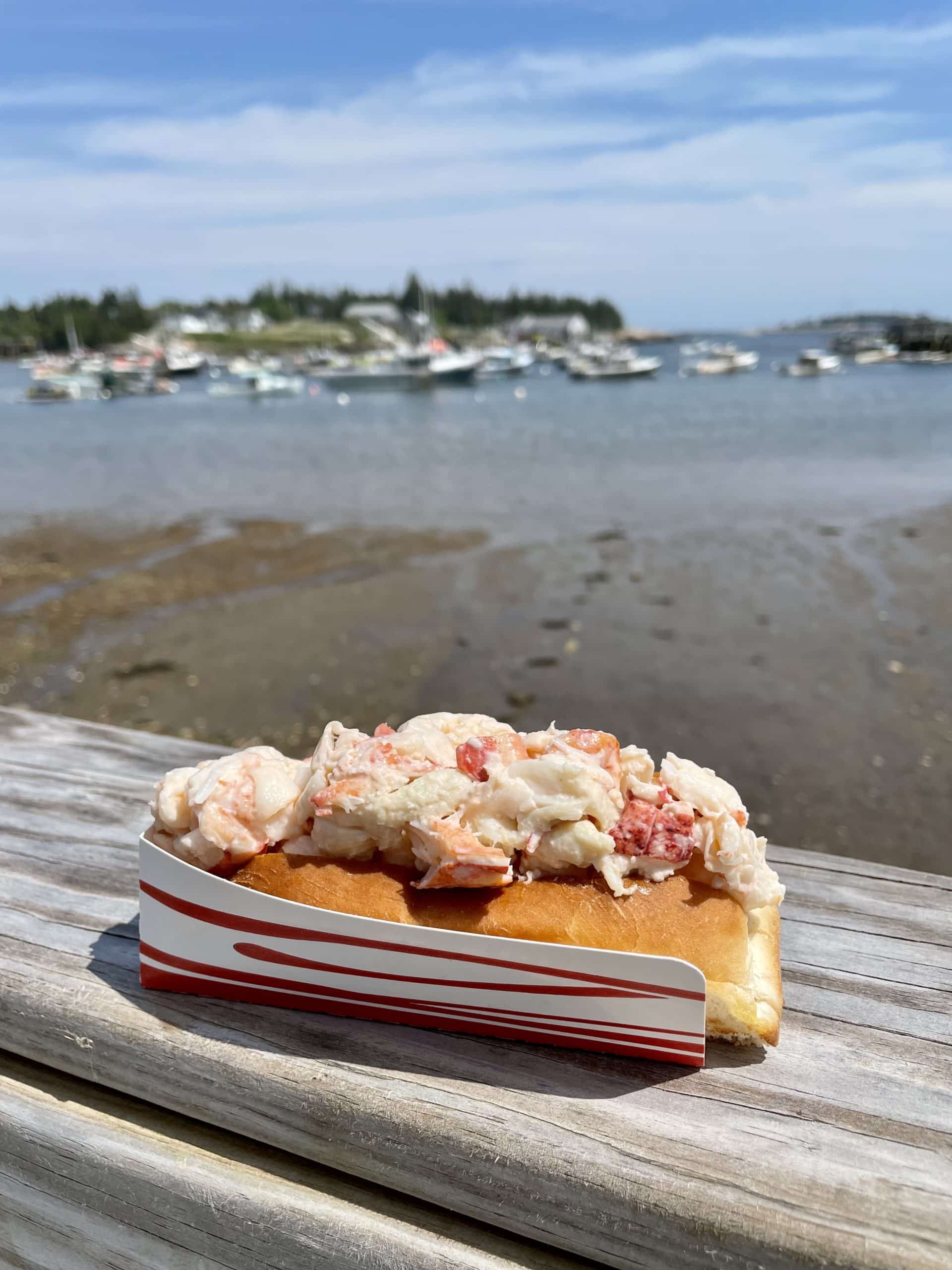 Lobster roll at Lunch on the Wharf in Corea Maine