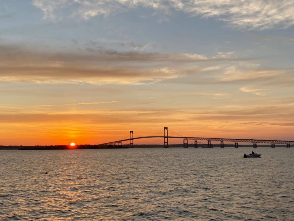 Sunset by the Newport Pell Bridge - Things to do in Newport Rhode Island