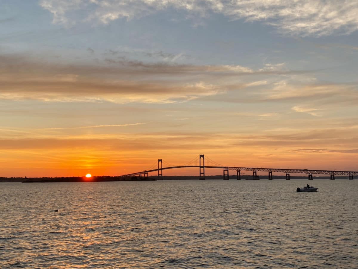 Sunset by the Newport Pell Bridge - Things to do in Newport Rhode Island