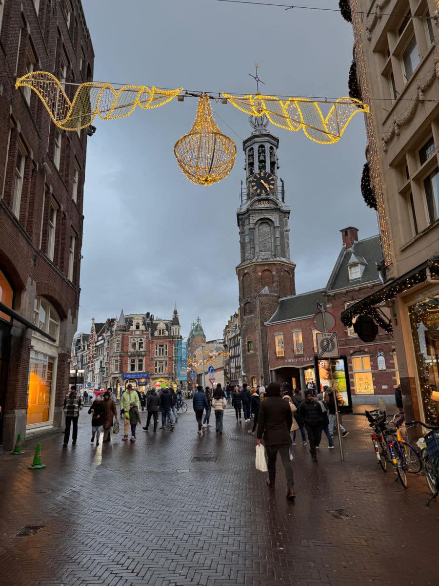 Kalverstraat street christmas lights amsterdam