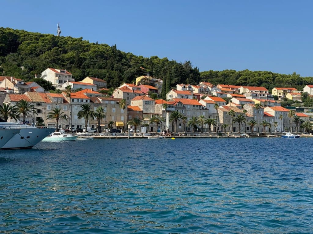 houses along harbor in Korcula