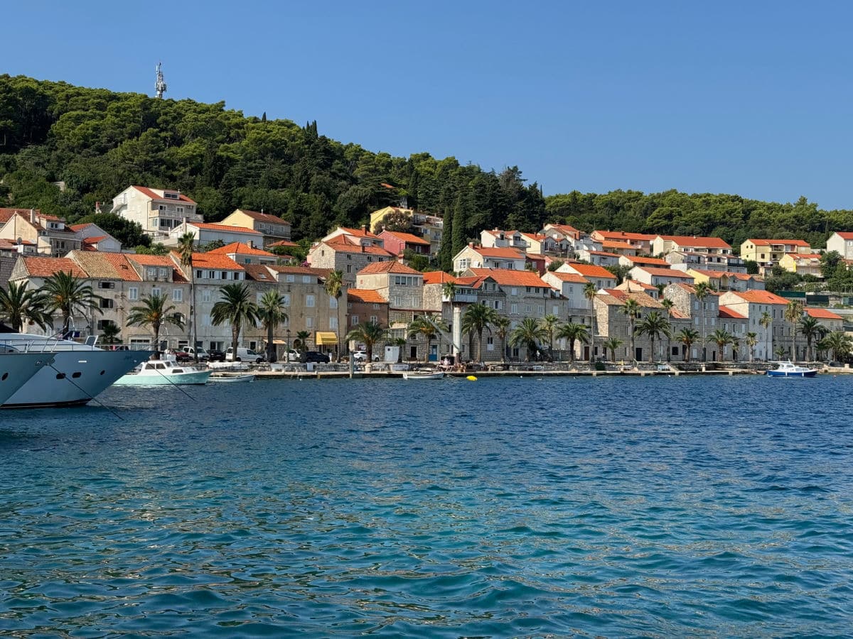 houses along harbor in Korcula