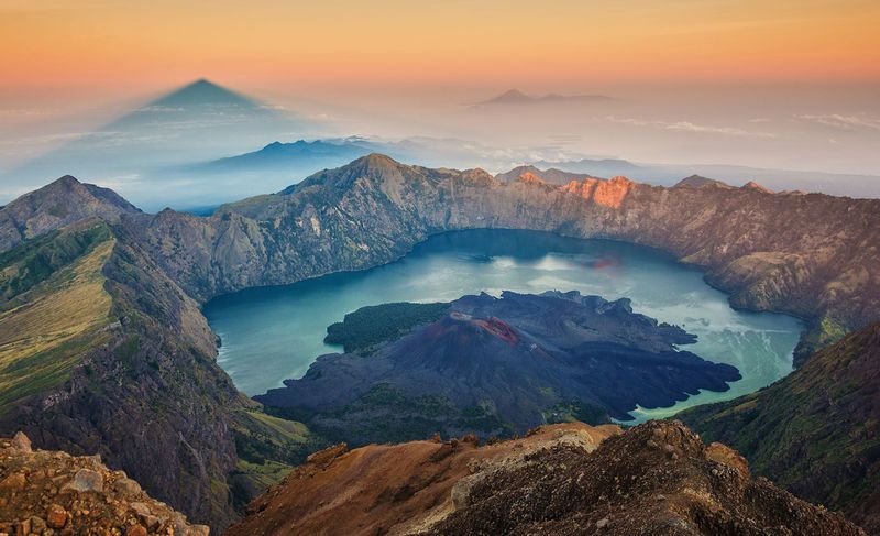 Mount Rinjani's Volcanic Crater