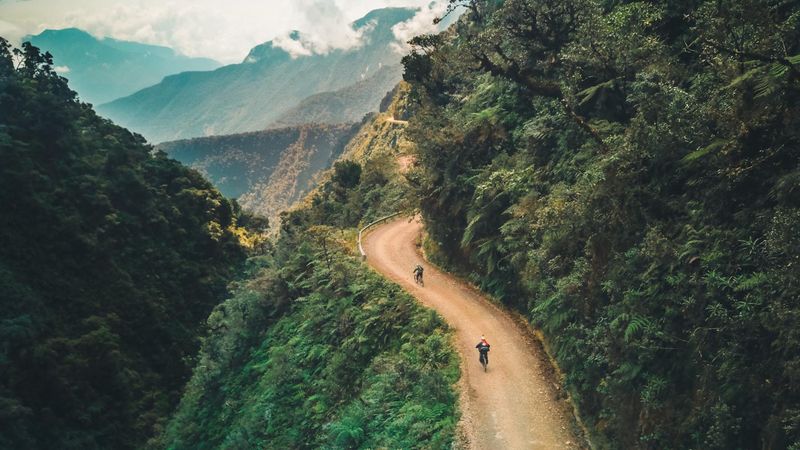 Biking through the Death Road, Bolivia