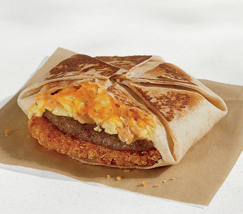 Taco Bell Breakfast Crunchwrap with Sausage