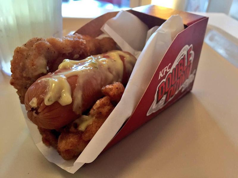 KFC's Double Down Dog - Hot Dog Wrapped in Fried Chicken Madness