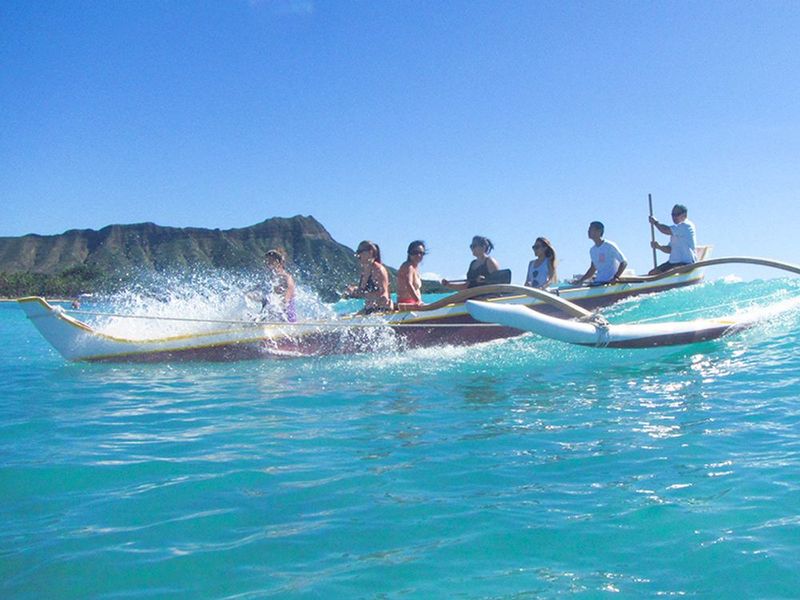 Paddling with Hawaiian Outrigger Canoes