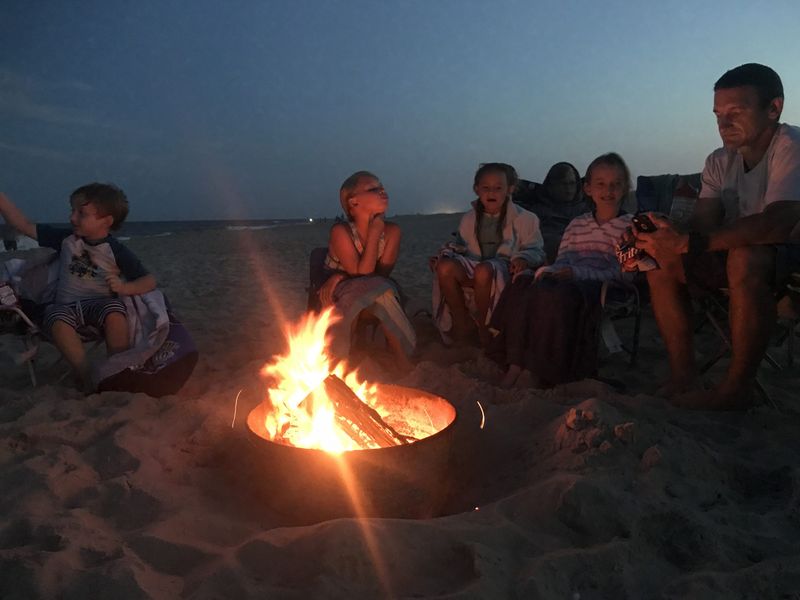 Nighttime Beach Bonfire