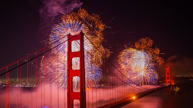 San Francisco's Golden Gate Bridge Pyrotechnic Magic