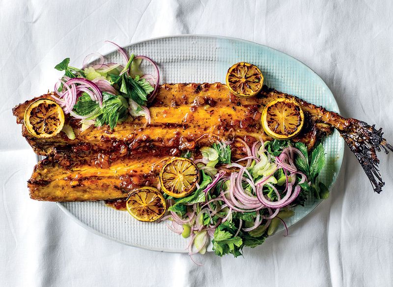 Braai'd Snoek with Apricot Glaze