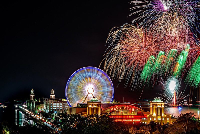 Chicago's Navy Pier Lake Michigan Light Show