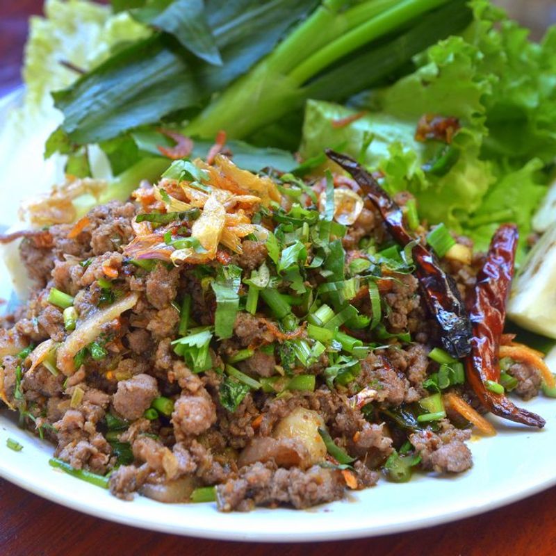 Laab Khua - Northern Thailand's Smoky Meat Salad