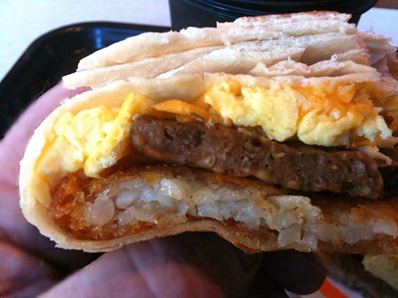 Taco Bell Breakfast Crunchwrap with Sausage
