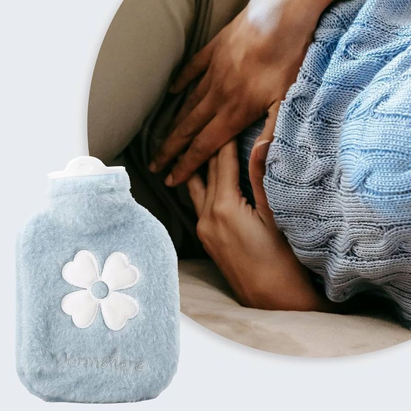 Tabanzhe 500 ml Mini Hot Water Bottle with Faux Fur Cover