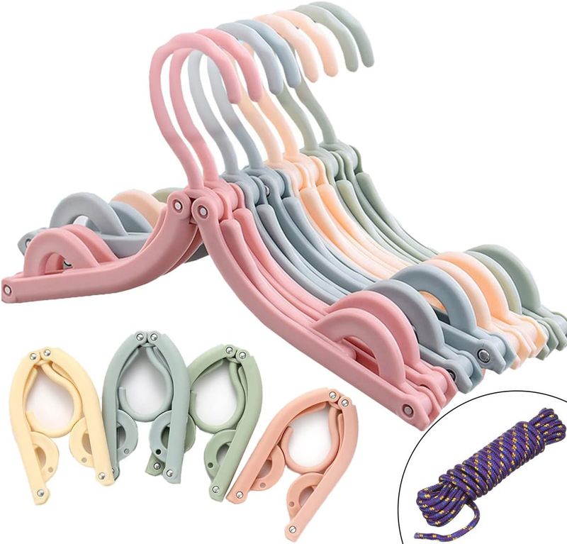 Actmuen 50 Pcs Foldable Travel Hangers (Colorful Set)
