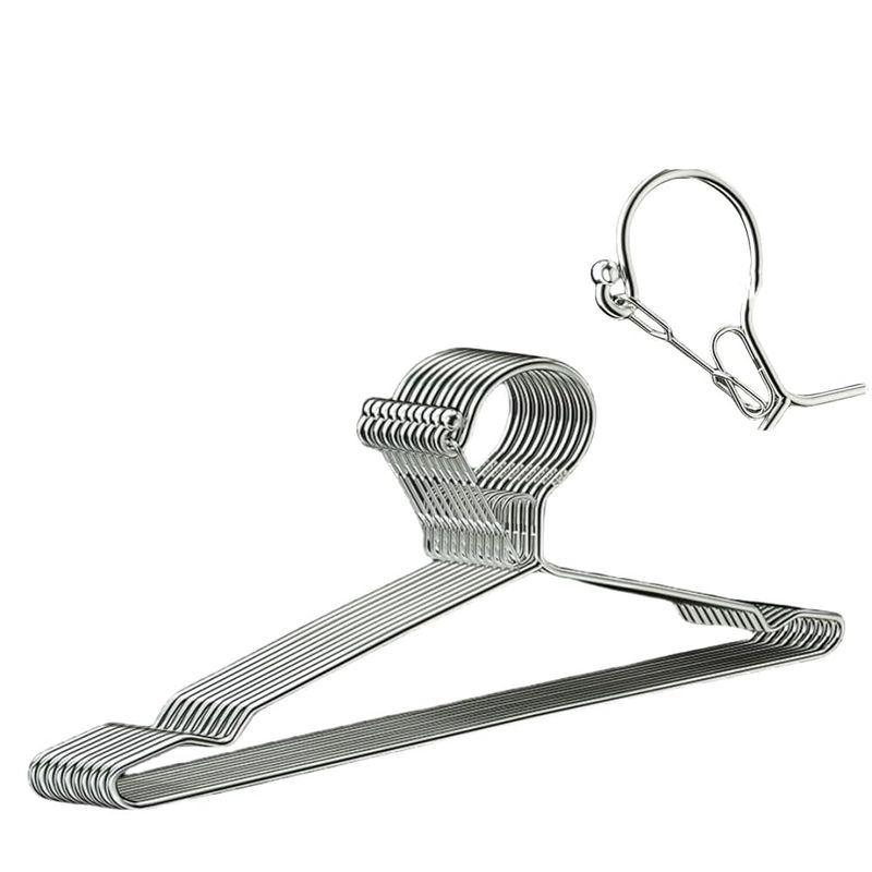 16.5” Stainless Steel Lockable Wire Hangers (10‑Pack)