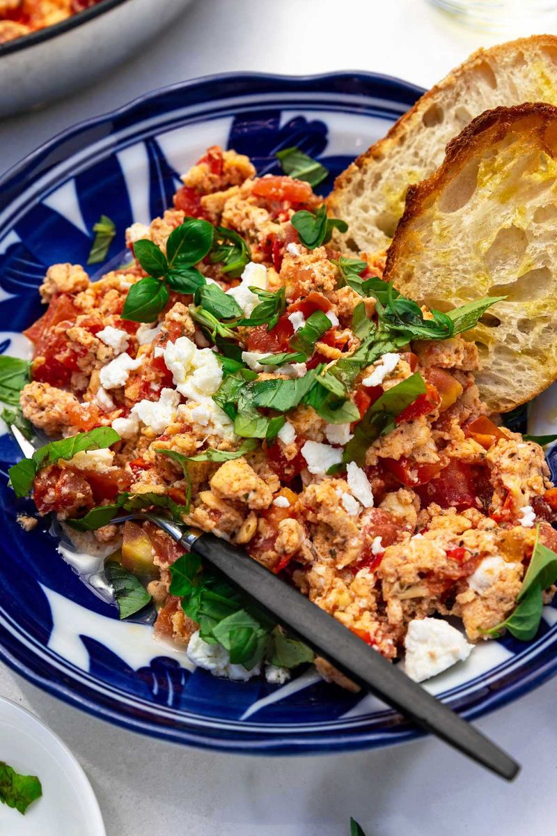 Strapatsada (Greek Scrambled Eggs with Tomatoes)