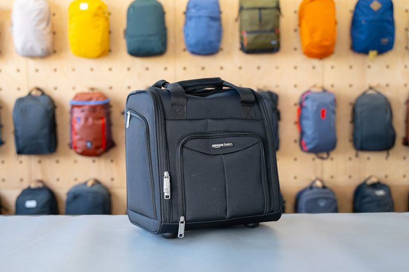 Amazon Basics Underseat Rolling Bag — budget under-seater (wheels attached)