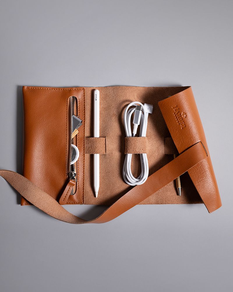 Leather Roll-Up Cable Organizers