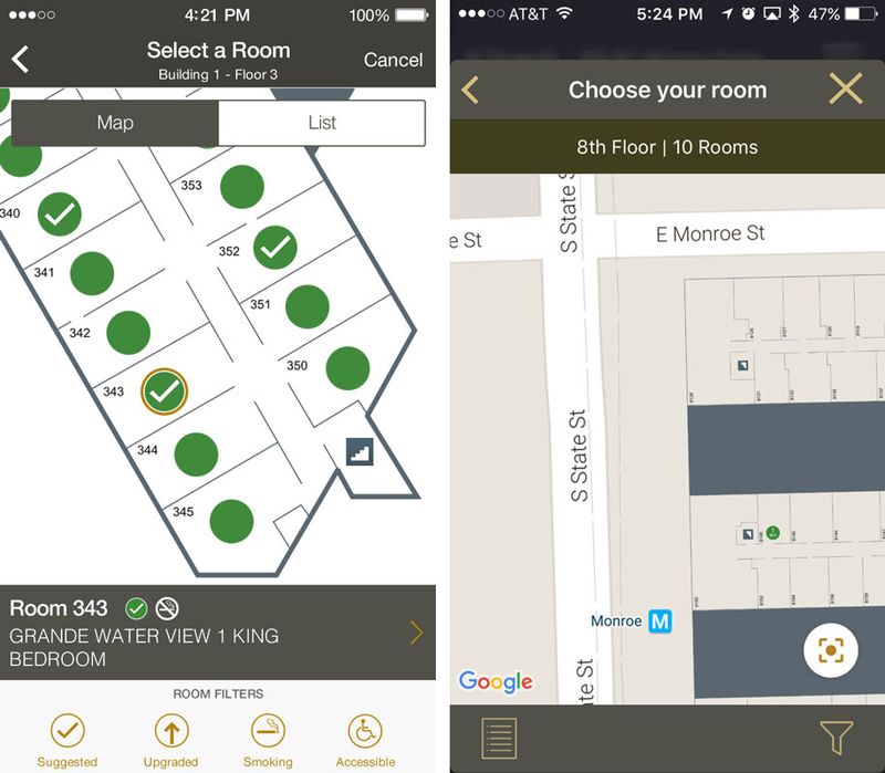 Use the hotel app to pick a better room and message the property