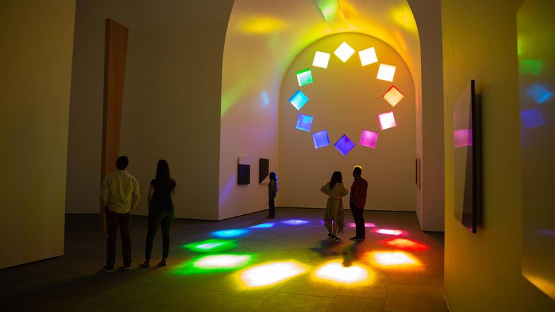Explore art (and a rainbow-lit building) at the Blanton