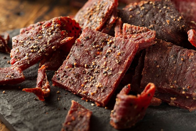 Lower-sodium jerky (beef, turkey, or salmon)