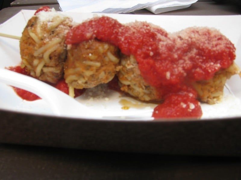 Spaghetti and Meatballs on a Stick